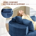 thumbnail image 3 of Muumblus Oversized Round Lounge Chaise Chair Indoor,Boneless Cloud Couch with 3 Pillows, No Assembly Required, Modern Accent Chair for Living Room, Blue Chenille, 3 of 12