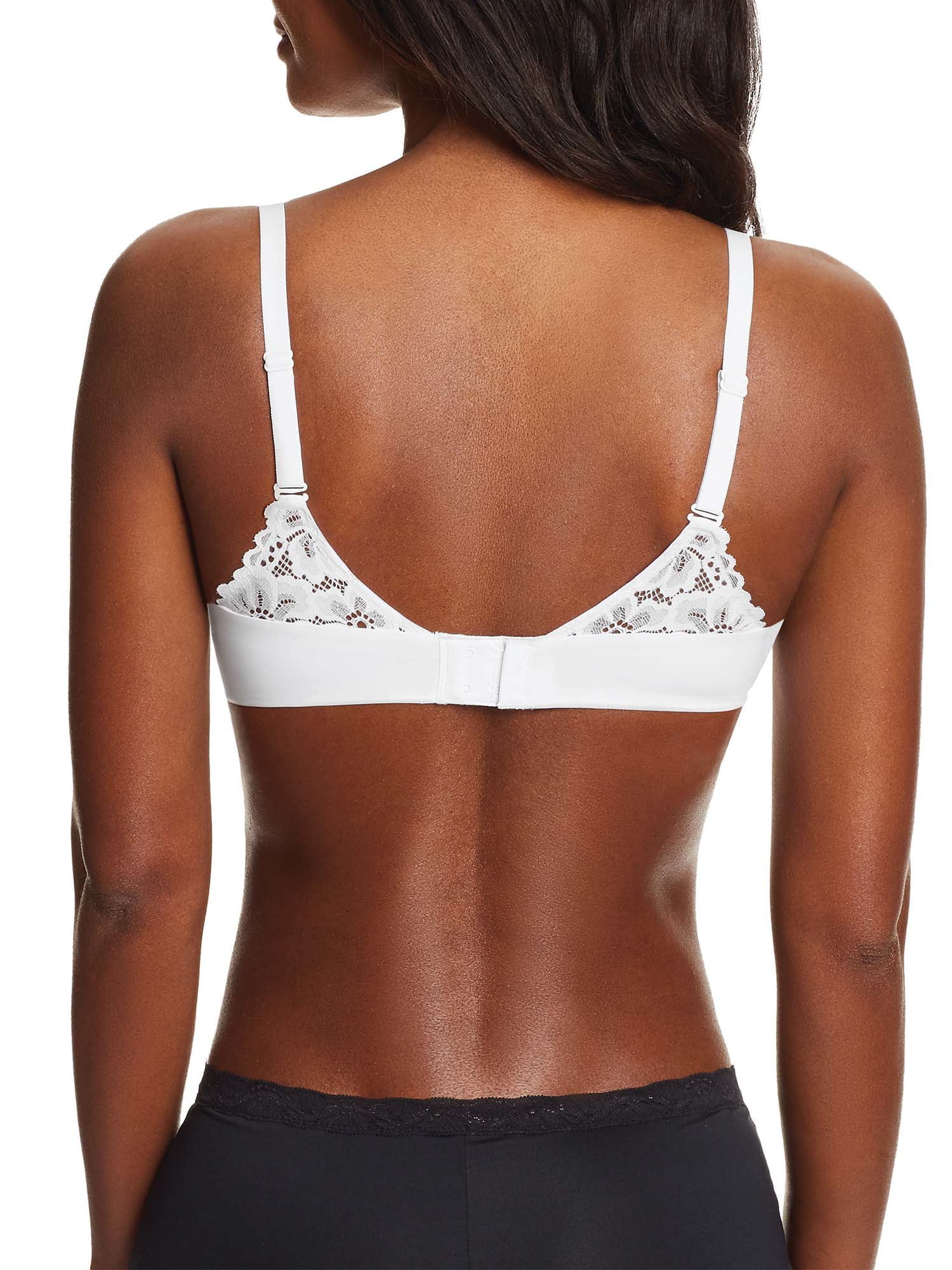 Maidenform Womens One Fab Fit Extra Coverage Lace T-Back Bra(07112)-White- 38DD at  Women's Clothing store