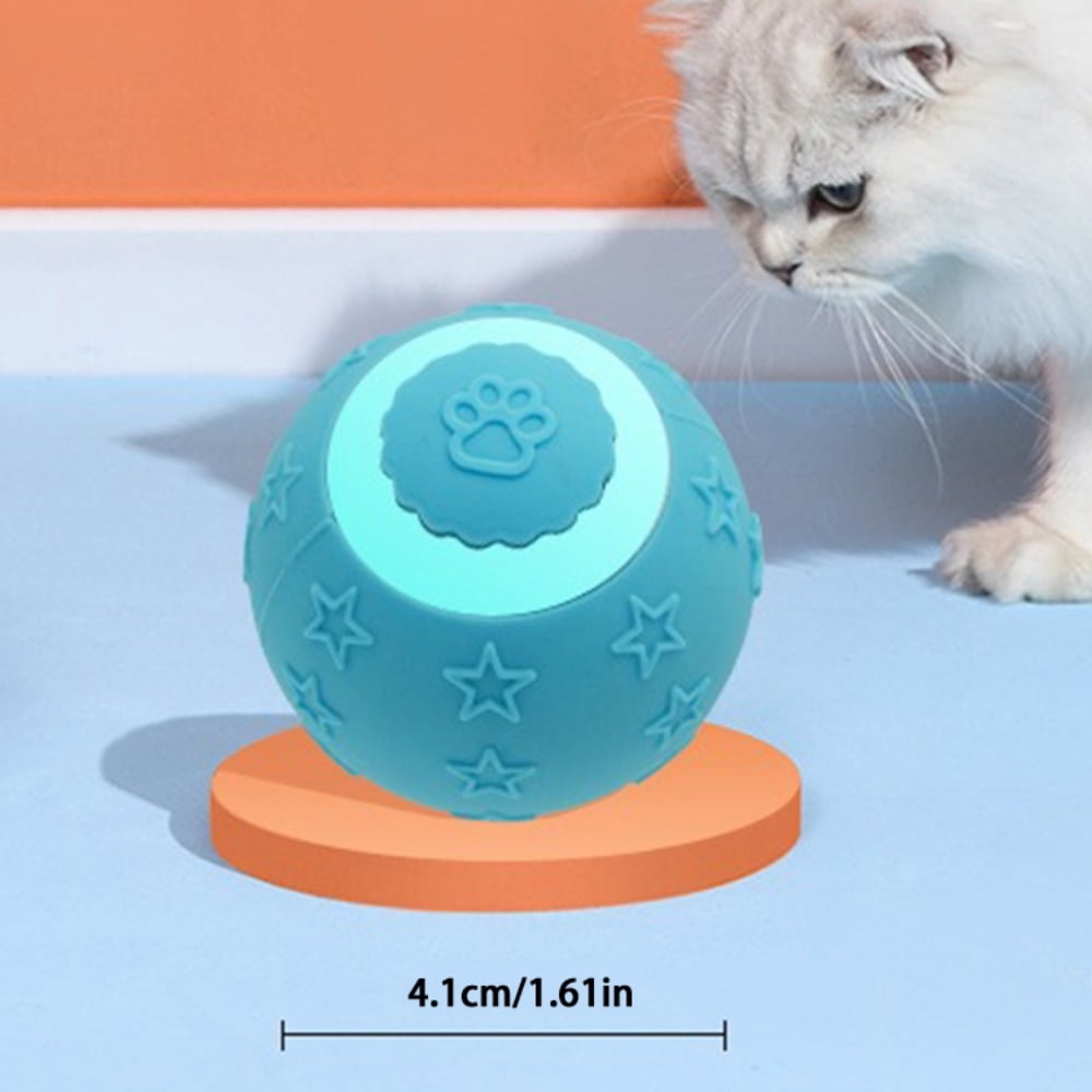 2 interactive cat toy balls (red and blue), durable fully automatic 360 ° rolling pet ball, equipped with USB charging LED lights, suitable for cat and dog entertainment