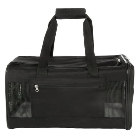 trustypup easy explorer medium guaranteed on-board travel pet carrier, black, 16 lb limit