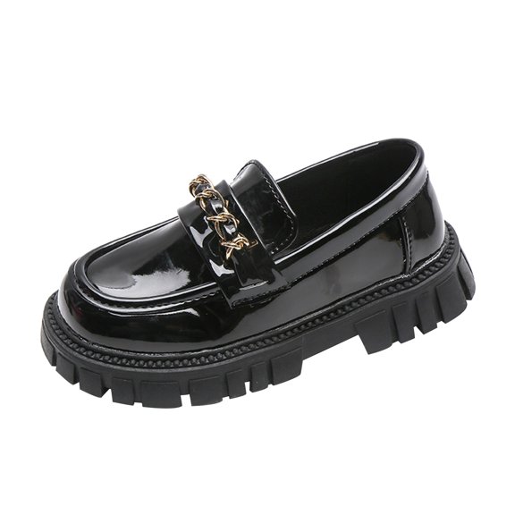 YunPes Toddler & Big Girls Platform Loafers Patent Leather Slip On Dress Shoes Kids Soft Comftable Shoes for School & Formal Occasions