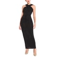 thumbnail image 2 of Vestido de cóctel sin mangas con cuello halter para mujer Hobemty, con abertura en el dobladillo, vestido maxi ajustado, talla XL, color negro, 2 of 5