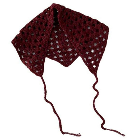 Retro Women Crochet for Triangle Hair Bandanas Neckerchief Headscarf Tie Bcak Headwrap Fashion Accessory for Girlfriend