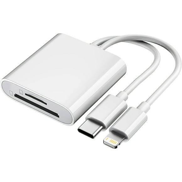 Estbridge [4-in-1 Card Reader Adapter] 4-in-1 Storage Card Reader Adapter | Camera Memory Card Reader Compatible with iPhone  iPad & Card Reader Converter