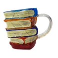 thumbnail image 3 of Taza de libro pintado, taza de café de , diseño único, taza de café con libros apilados, artículos de lectura para amantes de los libros, bi, 3 of 9