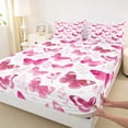 thumbnail image 3 of Feelyou Pink Butterlfy Queen Sheet Sets, Cartoon Princess Style Bed Set, 4-Piece, 3 of 7
