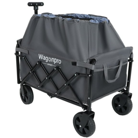 Heavy-Duty Folding Wagon Cart - 100% Extra Space Dual-Layer Design, 6" 360° All-Terrain Wheels, 14.88lbs Lightweight & Compact (17.9" Folded) - Perfect for Beach, Picnics, Shopping & Gardening