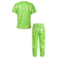thumbnail image 2 of XUNZOO Boys Girls Hip Hop Outfit Streetwear Kids Modern Dance Tops Shirts and Dance Pants Jazz Fluorescent Green 130, 2 of 5