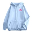 thumbnail image 7 of NinXxx Women's Thick Woolen Hooded Sweatshirt Jacket Warm Winter Top Sky Blue S, 7 of 7