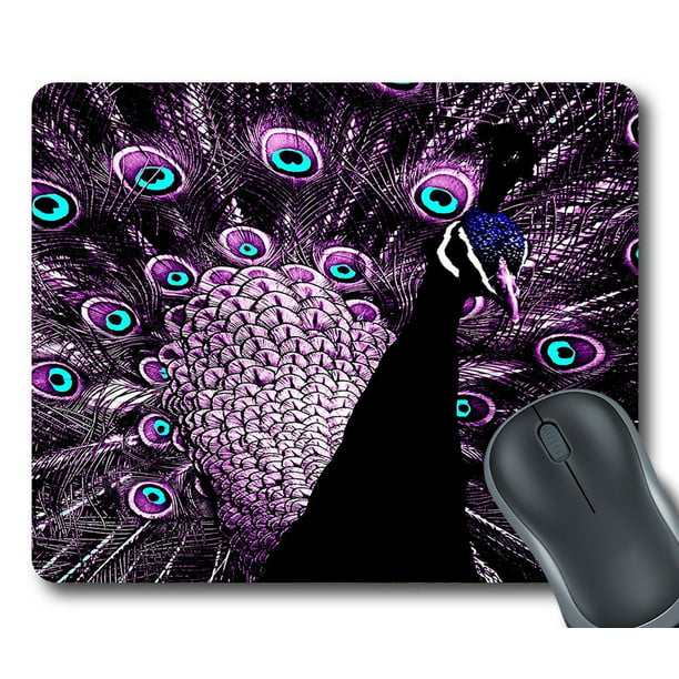 GCKG Purple Peacock Feature Mouse Pad Personalized Unique Rectangle ...