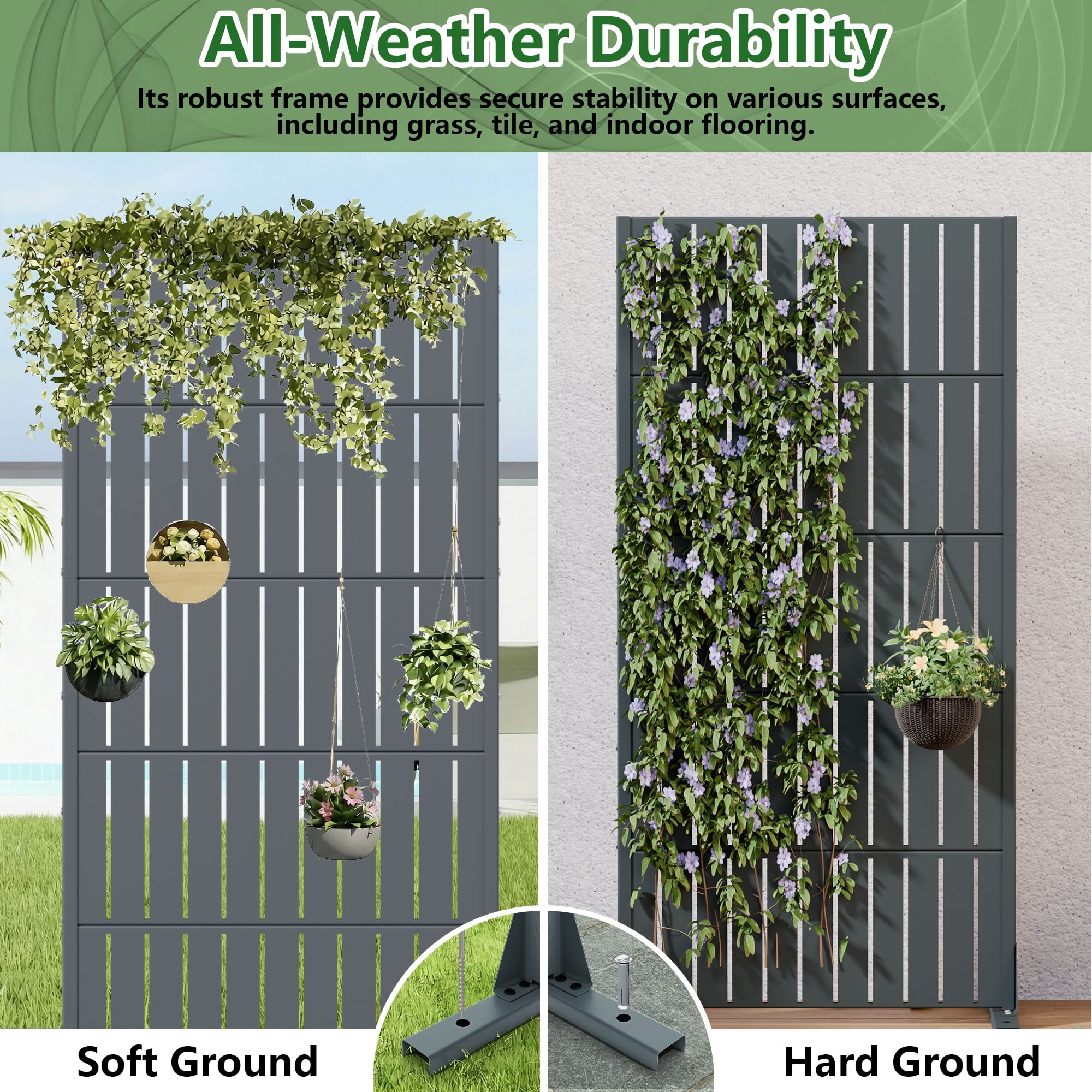 MAYEERTY 72*35in Outdoor Privacy Screen, Outdoor Divider Metal Privacy Panel, Privacy Fence for Patio, Balcony, Garden