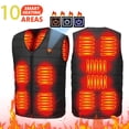 thumbnail image 3 of Chaleco calefaccionado de 10 zonas con cuello en V para hombre y mujer, chaleco calefaccionado eléctrico con USB, chaleco calefaccionado, chaqueta de plumón calefactable para invierno, 3 of 5