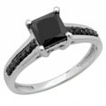 thumbnail image 1 of Dazzlingrock Collection 1.60 Carat (ctw) 14K Princess & Round Black Diamond Ladies Bridal Engagement Ring, White Gold, Size 9.5, 1 of 7