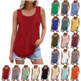 thumbnail image 2 of Xunlbb Tank Top for Women Women Solid Color Round Neck Sleeveless Casual Tee Tank Sleeveless Tops for Women S-5XL, 2 of 6