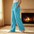 thumbnail image 5 of ClodeEU Women's Elastic Waist Fleece Wide Leg Lounge Pants ,Warm Winter Homewear Sleep Bottoms With Pockets ,Women's Plus L, 5 of 6