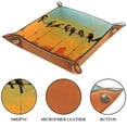 thumbnail image 3 of Women Girls Leather Square Dish Trinket Plate Jewelry Tray for Mothers Day Birthday Gift, Birds on a Wire Sundown, 3 of 6
