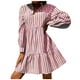 thumbnail image 1 of Vestido casual de moda para mujer con cuello en V y estampado de rayas de manga larga con temperamento Fridja  yut5805, 1 of 1