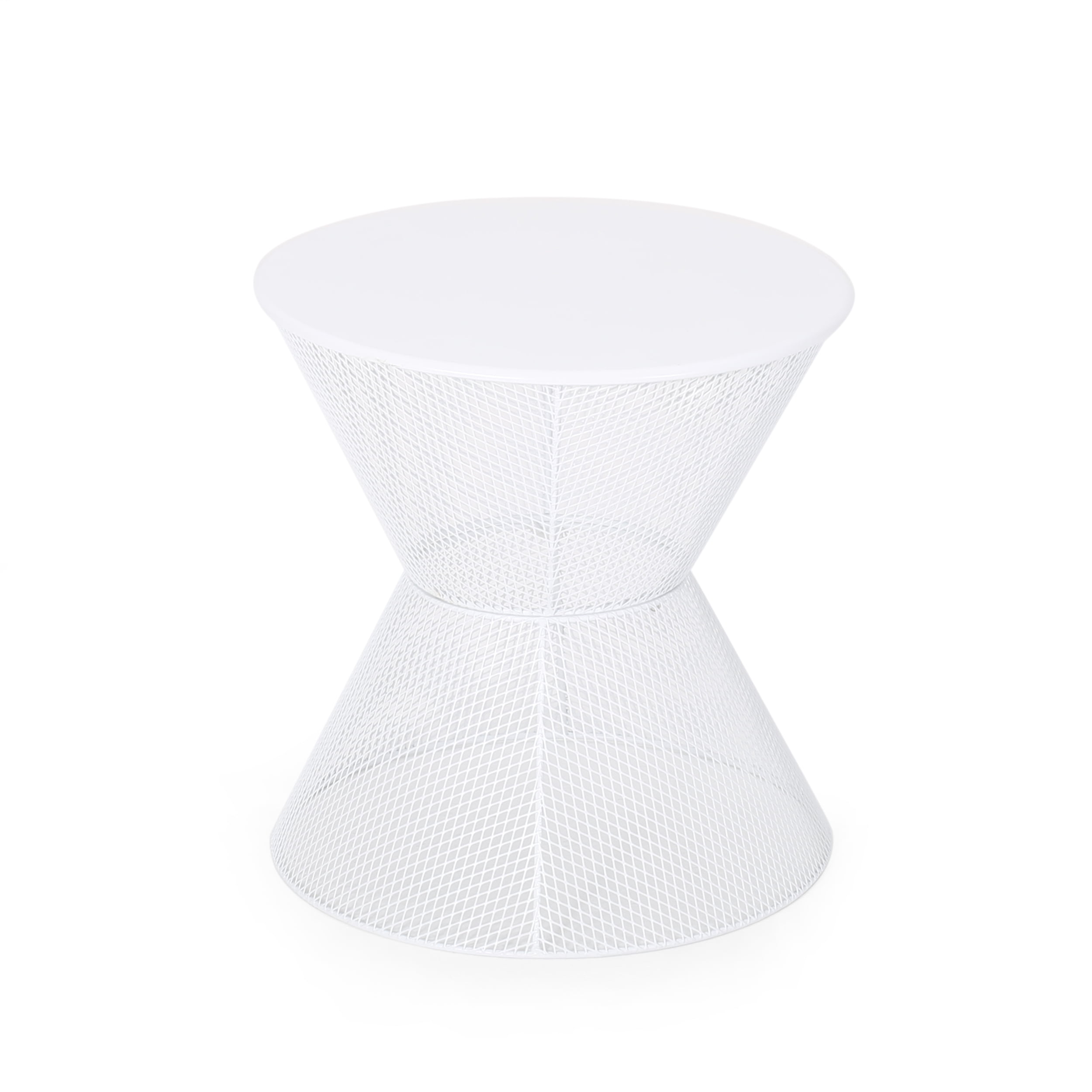 Saralee Outdoor Modern Iron Side Table, Matte White