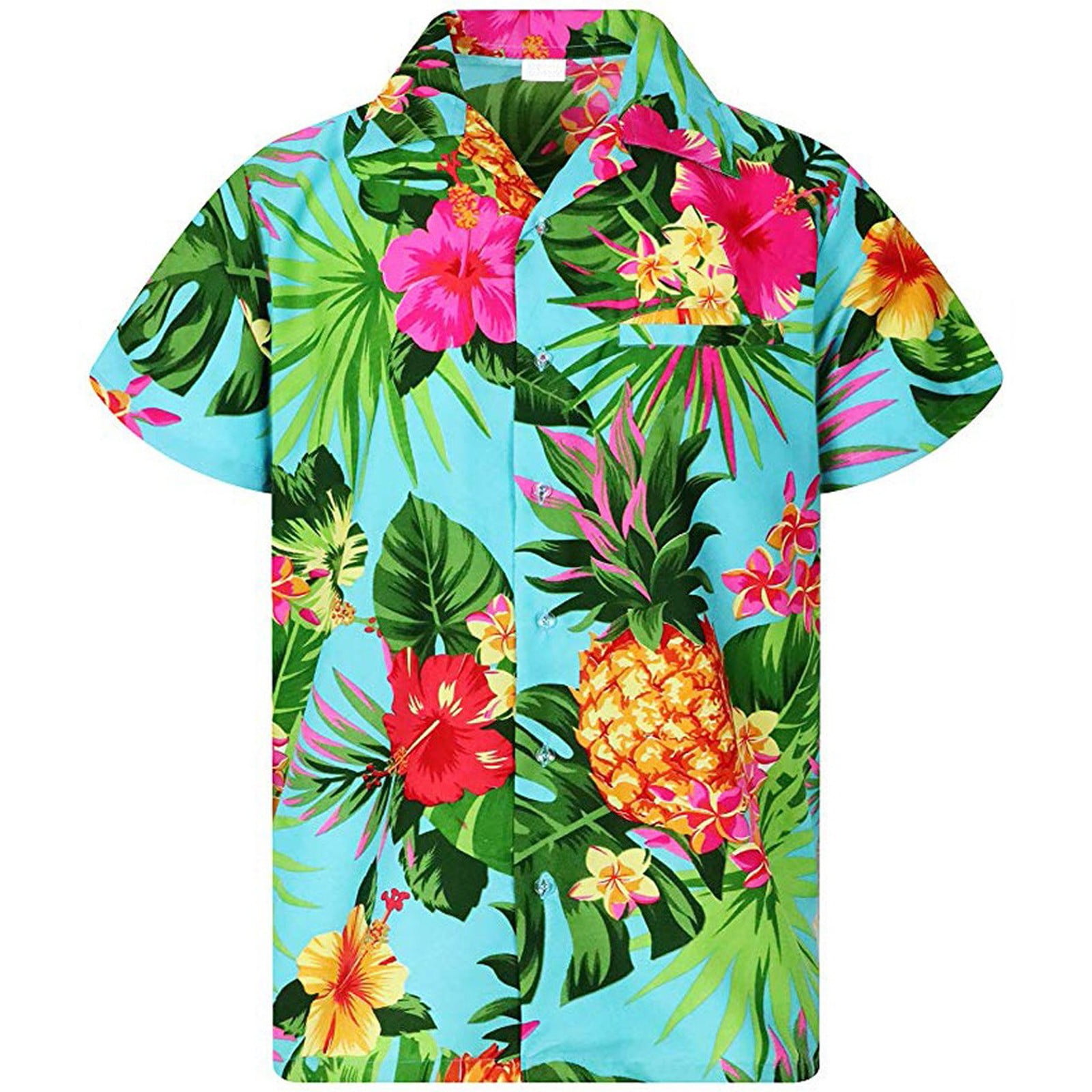 Women's Funky Hawaiian Shirt Blouse Frontpockets Leave Flower Print Fashion  Elegant Button Casual Top Summer Shirts Silk Shirts Women Button down Blouse  Oversize Denim Shirt Women Button down Shirts 