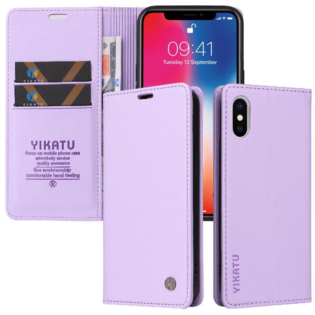 Funda para iPhone XS MAX Estuche de Cuero PU Tipo Cartera con Ranuras para Tarjetas y Cierre Magnético