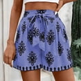thumbnail image 2 of Women's Shorts Graphic Printed Baggy Tie High Waist Wide Leg Lightweight Summer Beach Pull On Bottoms, 2 of 4