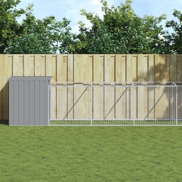 vidaXL Maison pour Chien avec Rangée Gris Clair 110x1221x110 cm Acier Galvanisé