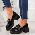 thumbnail image 2 of Womens Loafers Shoes Platform Chunky Penny Loafer Lug Sole Comfortable Heeled Slip on Work Business Casual Dress Shoes Black Size 8.5, 2 of 4