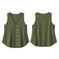 thumbnail image 4 of Stamzod Womens Tank Tops Summer V Neck Cotton Linen Button Down Shirts Casual Embroidered Sleeveless Shacket Green C XXXL, 4 of 6