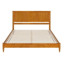 King Size Platform Bed - Solid Wood Low Profile Bed Frame with USB Ports, Modern Bedroom Furniture
