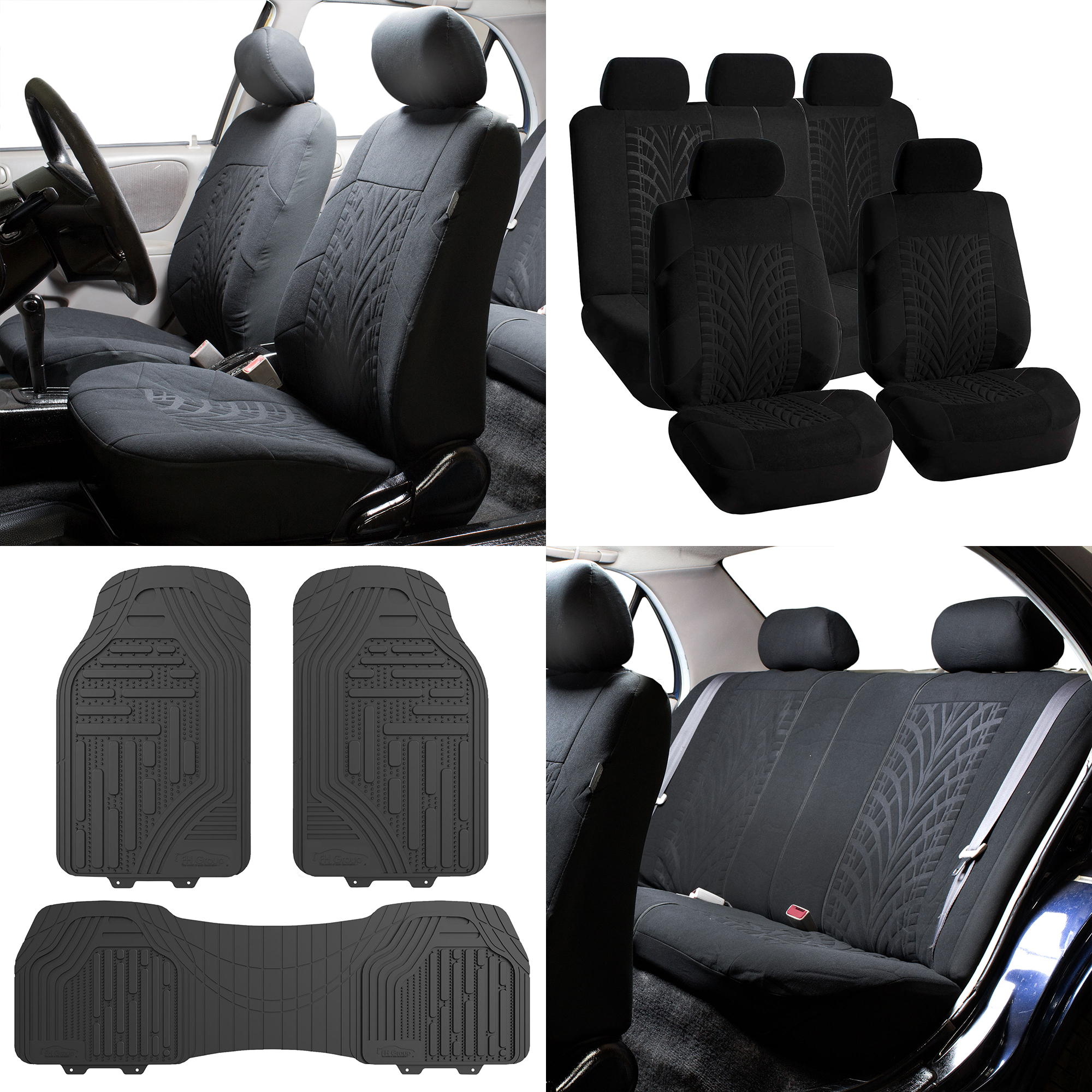 FH Group Airbag Compatible Split Bench Seat Covers Set, Full Seat Set
