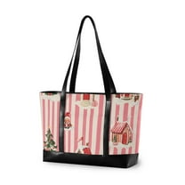 FORMRS Laptop Tote Bag for Women with 15.6" Computer Compartments Handbag, White Gingerbread Houses
