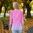 thumbnail image 4 of Drmagiyhm Purple Pink 3/4 Sleeve Shirt for Girls Size 10-12 Casual Floral Print Shirt Trendy Cute T-Shirt Girl Fall Winter Crewneck Tees 9-10 Years, 4 of 5