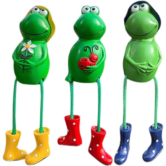Frog Garden Statues , Outdoor Resin Frog Figurines for Yard Decor, Cute Animal Ornaments for Farm, Living Room, Patio & Garden(RL 3 PCS)