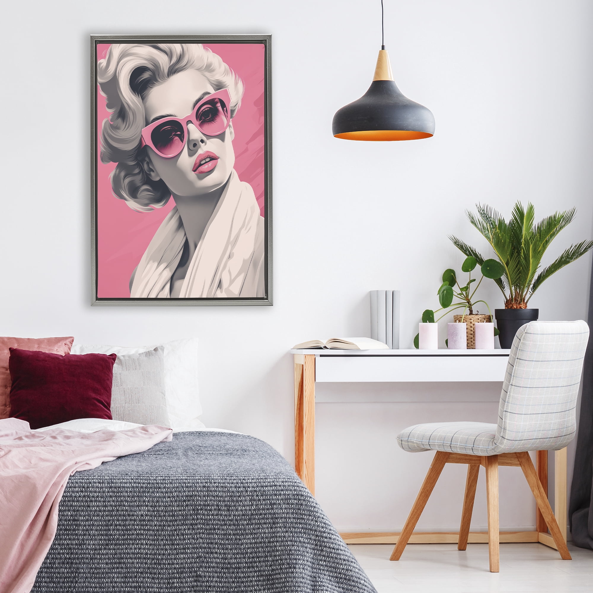 Stupell Industries Retro Chic Glamour Gray Framed Floater Canvas Wall Art, design by Andrea Haase