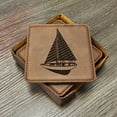 thumbnail image 2 of Sailboat Coasters - Handmade Coasters Set of 6 - Engraved Barware Decorations - Leather Bar Decor - Man Cave Father's Day Present, 2 of 4