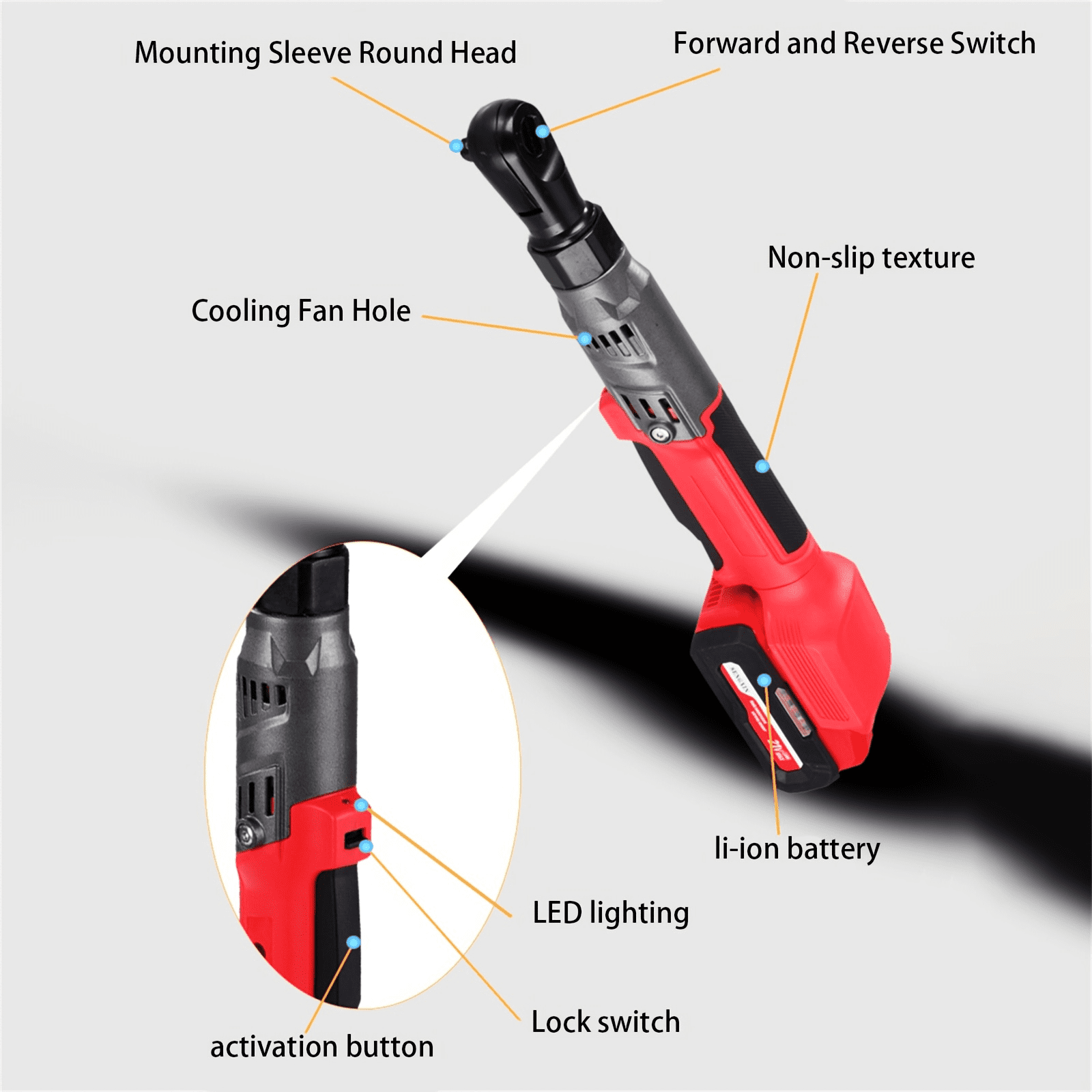 1/2" Electric Ratchet Wrench with Batteries,Brushless Motor, 90 N·m Torque, Plastic Box  & Charger, Car Repair Tool Kit, Home DIY Tool