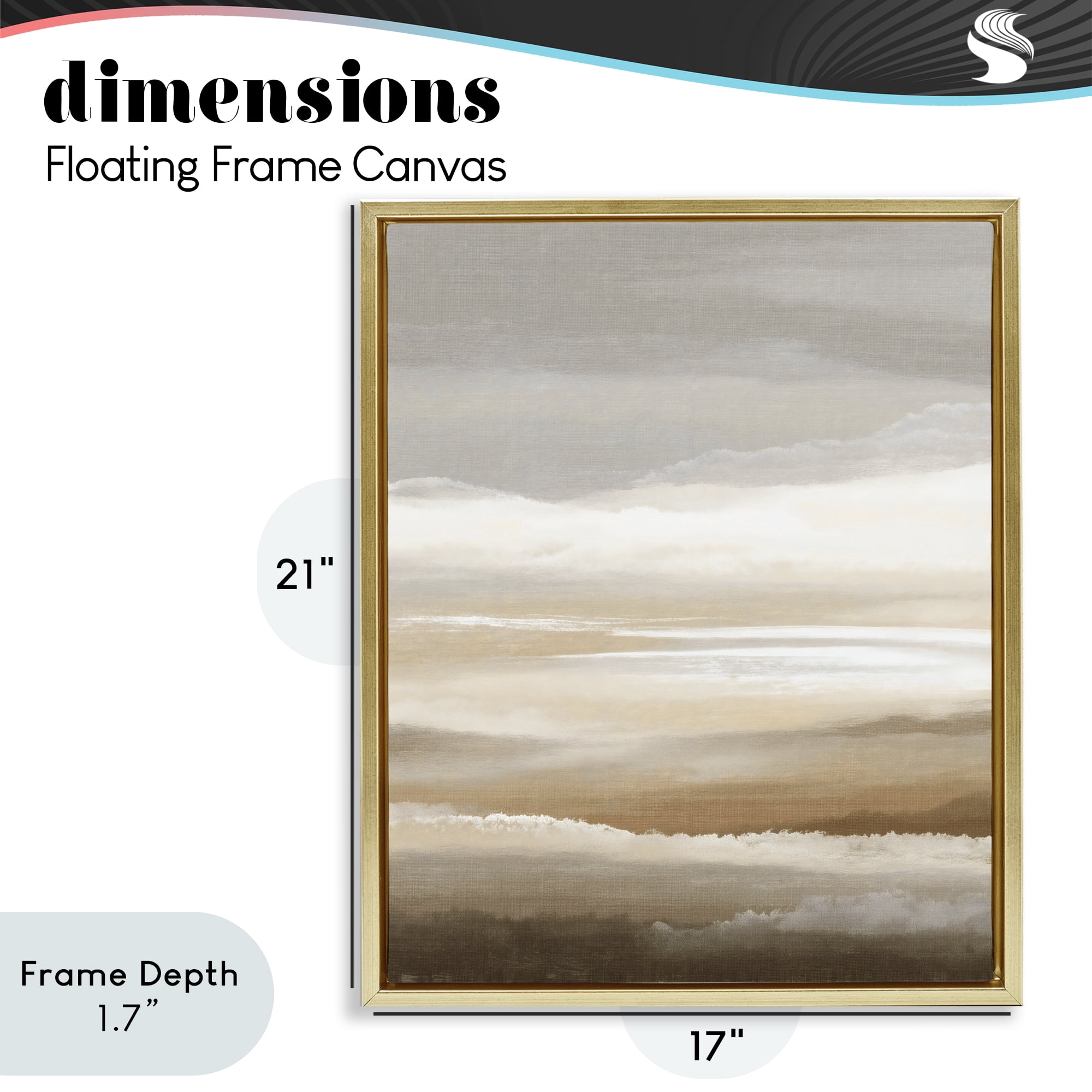 Stupell Industries The Horizon Serene Cloud Layers Gold Framed Floater Canvas Wall Art, design by Ink Drop Loft