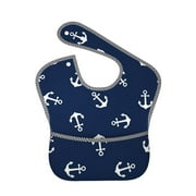 Bingfone Mess-Proof Baby Bib - Waterproof Bib For Baby Boy Or Girl With Food Catcher Pocket, Unisex-Nautical Themed Simple Anchors