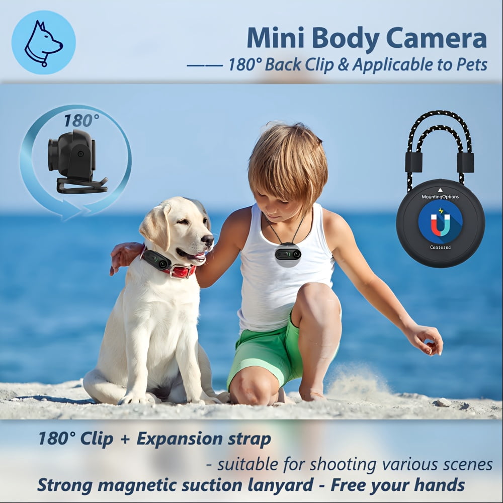 4K Mini Body Camera, Thumb Size Action Body Cam, Wearable Sports Cameras, Hands-Free POV Recording, Helmet Mount, Magnetic Sport DV for Bike Cycling, for Vlogging Pet Walk