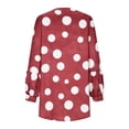 thumbnail image 5 of XFLWAM Women's Tunic Blouse Tops Fashion Plus Size Polka Dot Blouse Cotton Linen Loose Casual Long Sleeve V-Neck Tees Shirts Pullover Red S, 5 of 6