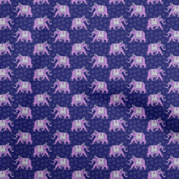 oneOone Cotton Poplin Twill Medium Blue Fabric Elephant Craft Projects Decor Fabric Printed By The Yard 56 Inch Wide
