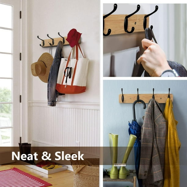 Percheros De Pared Perchero De Bambú Con Ganchos Soporta 20kg