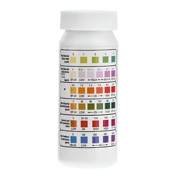 GJX 6-Way Spa Test Strips for Hot Tub,50 Counts,Hot Tub Test Strips for Chlorine,Bromine,pH,Alkalinity,Cyanuric Acid and Hardness Levels in Pool and Spa,Test Kit for Pools