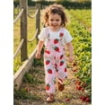 thumbnail image 4 of BemeyourBBs Toddler Baby Girl Summer Clothes Infant Baby Girls Overalls Romper Jumpsuit Cute Strawberry Floral Print Sleeveless Adjustable Strap Overall Pants with Pockets, 4 of 9
