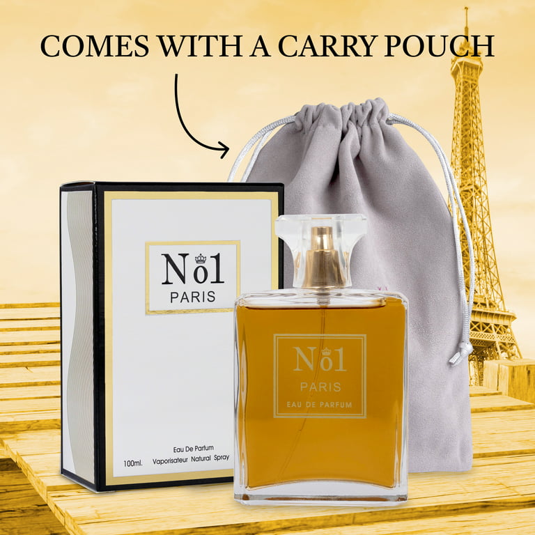 NovoGlow No.1 Paris for Women - 3.4 Fl Oz Eau De Parfum Spray - Long  Lasting Floral Citrusy & Powdery Scent Smell Fresh & Feminine All Day  Includes Carrying Pouch Gift for