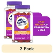 (2 pack) Alka-Seltzer Heartburn + Gas ReliefChews, Antacid Chews for Acid Indigestion Relief, 60 Count