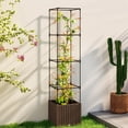 thumbnail image 1 of JWRWEFA Raised Garden Bed with Trellis, 71.7" Tall Tomato Cage with Self-Watering System & Lockable Wheels, Outdoor Planter Box for Climbing Plants, Brown, 1 of 11