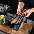 thumbnail image 1 of COM1950s 7 Piece Silicone Kitchen Utensils Set with Wooden Handles,Heat Resistant Non-Stick Cooking Tools,Includes Spatula,Slotted Spoon,Soup Ladle,Turner,Basting Brush for Daily Cooking, 1 of 5