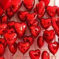 PMU Valentine's Day Red Heart Shaped 18 Inches Mylar - Foil Balloons with 78ft Ribbon Valentine's Day, Proposal, Special Events, Photo Props Party Decoration and Accessories (25/Pkg) Pkg/1