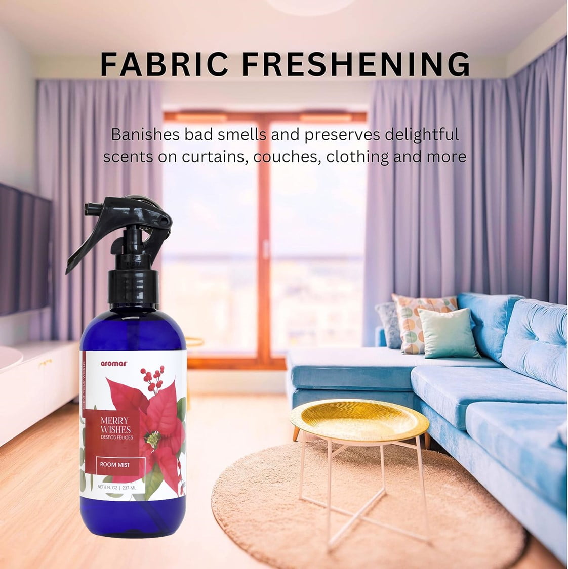 Aromar Essential Room Mist and Fabric Spray with Natural Freshener